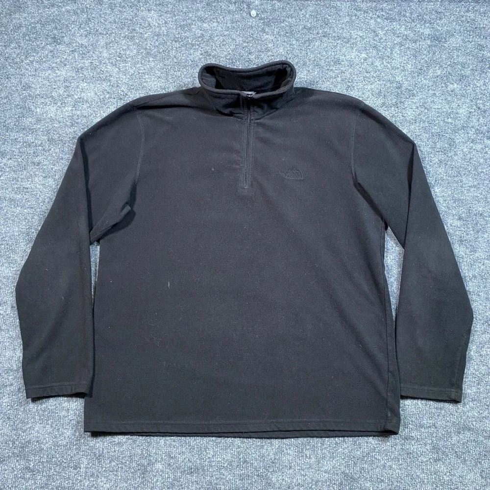 The North Face TKA 100 Mens Large Black Quarter Zip Fleece Pullover Sweater